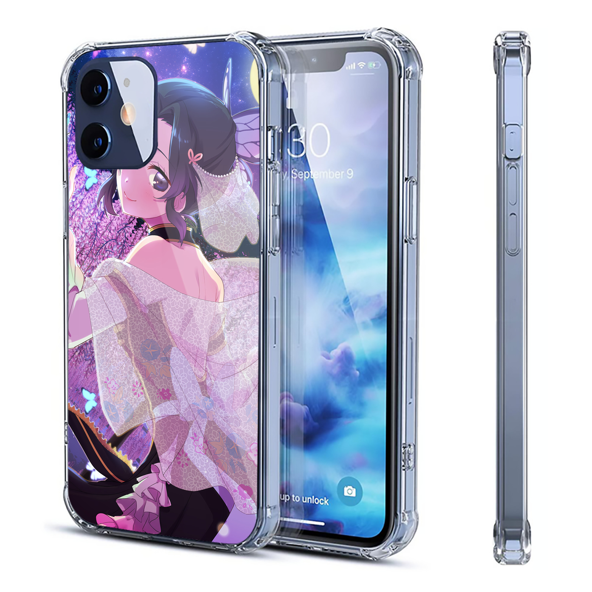 （画像用） 鬼滅の刃（きめつのやいば）蟲柱-胡蝶 しのぶ／こちょう しのぶ Kochou Shinobu 【iPhone 12シリーズ対応】透明スマホケース（クリアソフトケース）